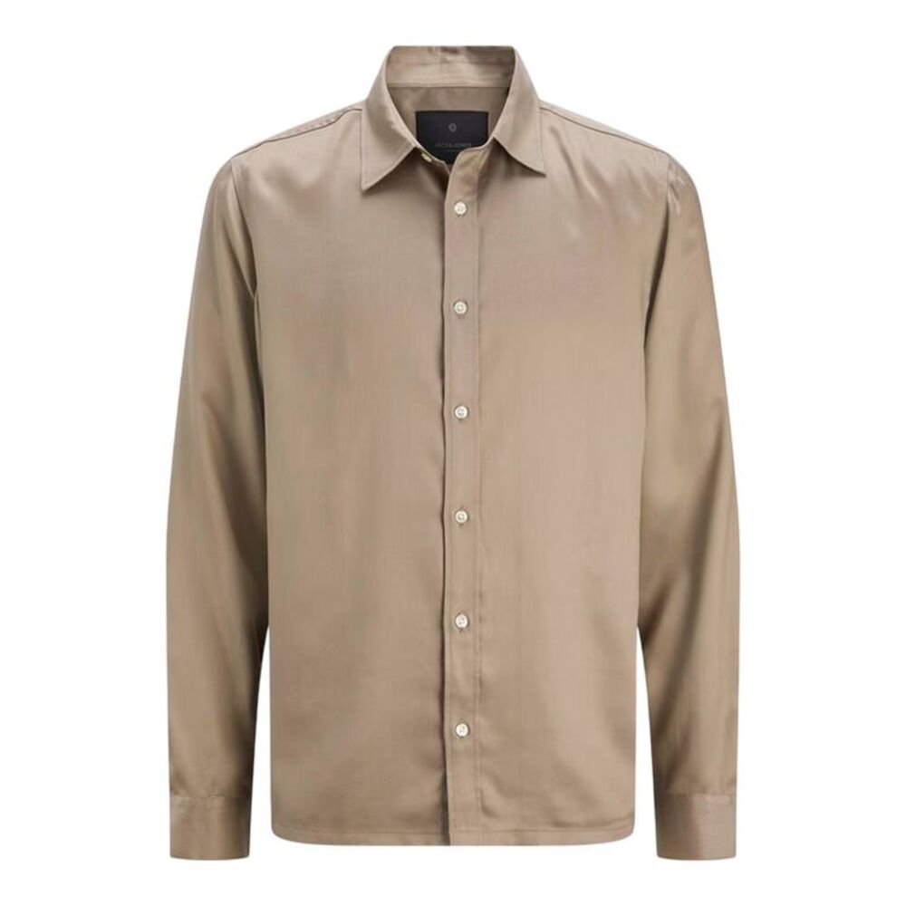 Jack And Jones Mens Plain Long-Sleeved Shirt / Greige